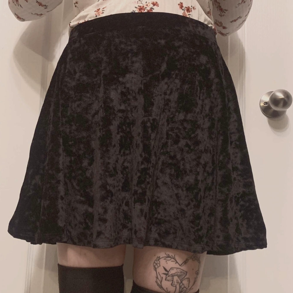 Crushed Velvet Skater Skirt